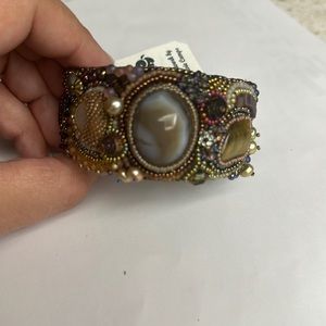 Hand beaded bracelet with gemstones